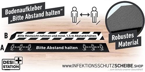 Bodenaufkleber „Bitte Abstand halten“, Farbstil schwarz